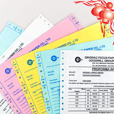 Chiny Fabryka 7 Ply NCR Papier CB CFB CF 55/50/55gsm 61*86/70*100cm Czarno-niebieski obraz Papier bezwęglowy